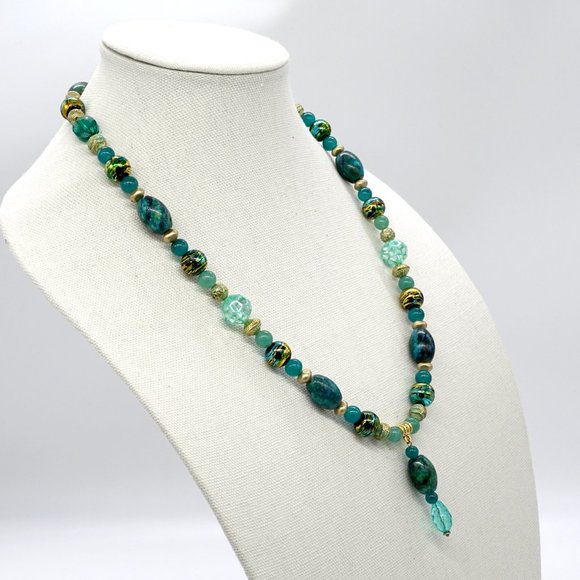 Aladdin color theme necklace. Green, Blue. - Picture 2 of 4